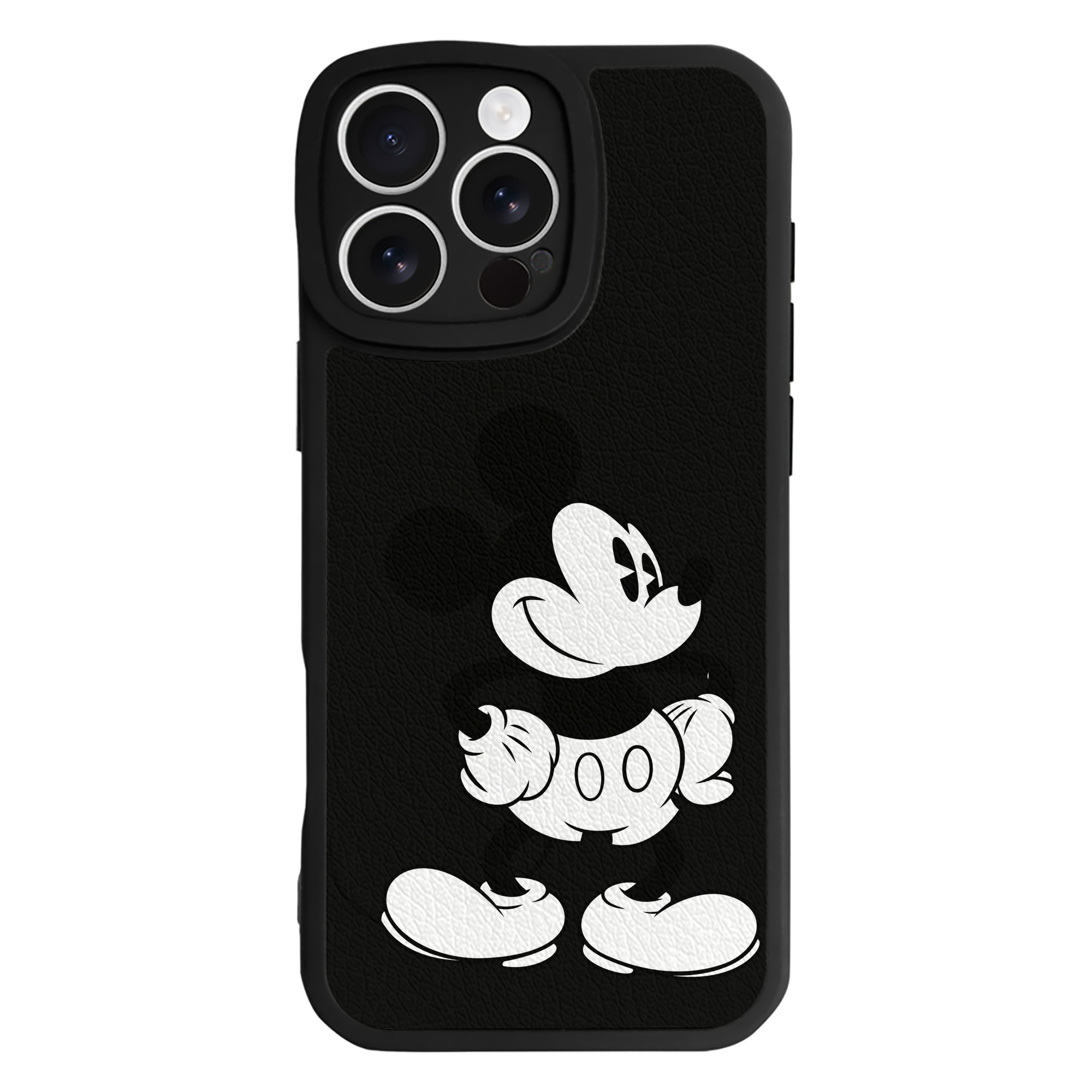 （画像用） ミッキーマウス Mickey Mouse 【iPhone 16シリーズ対応】シリコンスマホケース（レザー調） 材質：シリコン